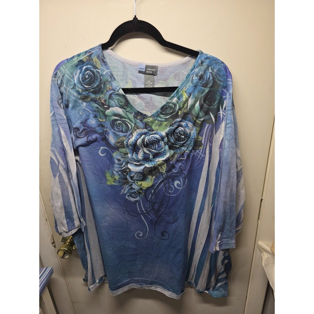 Liz & Me Collectors Series Plus Size 3X V-Neck 3/4 Sleeve Top